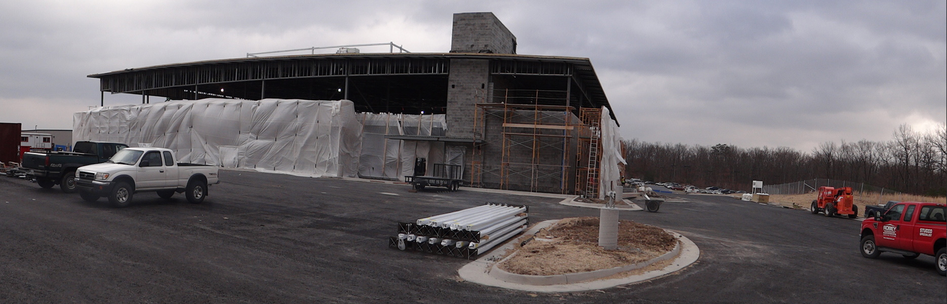 wide angle view of the Naval Federal Credit Union under construction