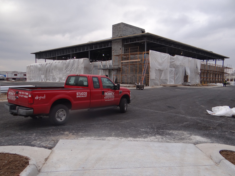 constriction process of the Naval Federal Credit Union building on a cloudy day