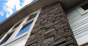 exterior of home eith stone veneer on side