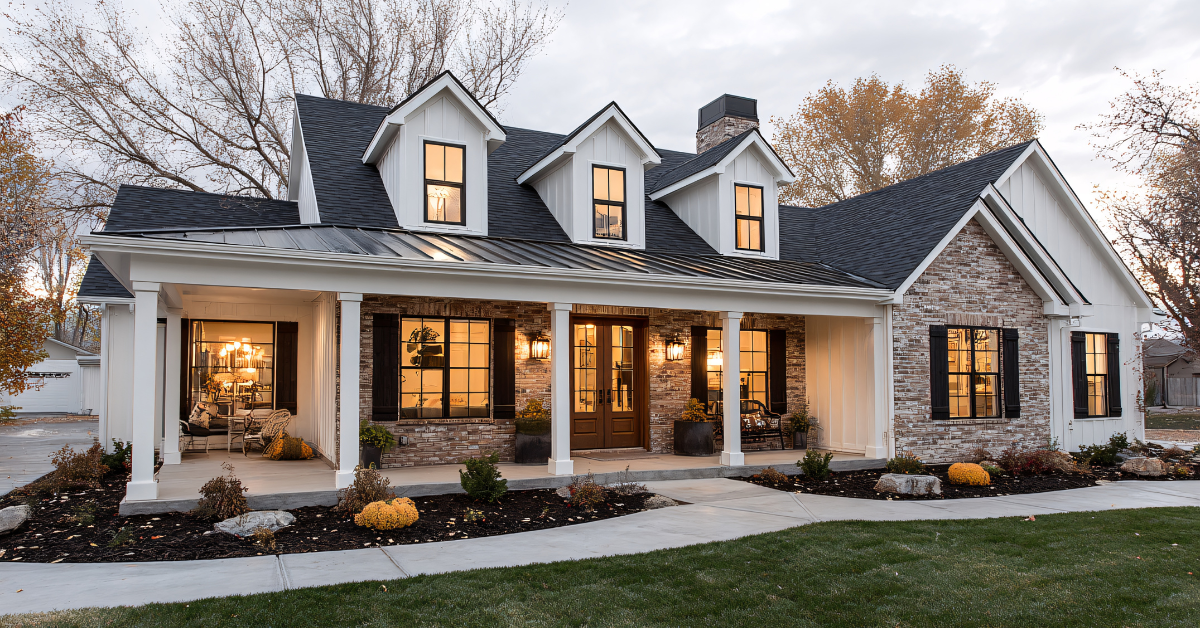 Residential home with stone veneer siding